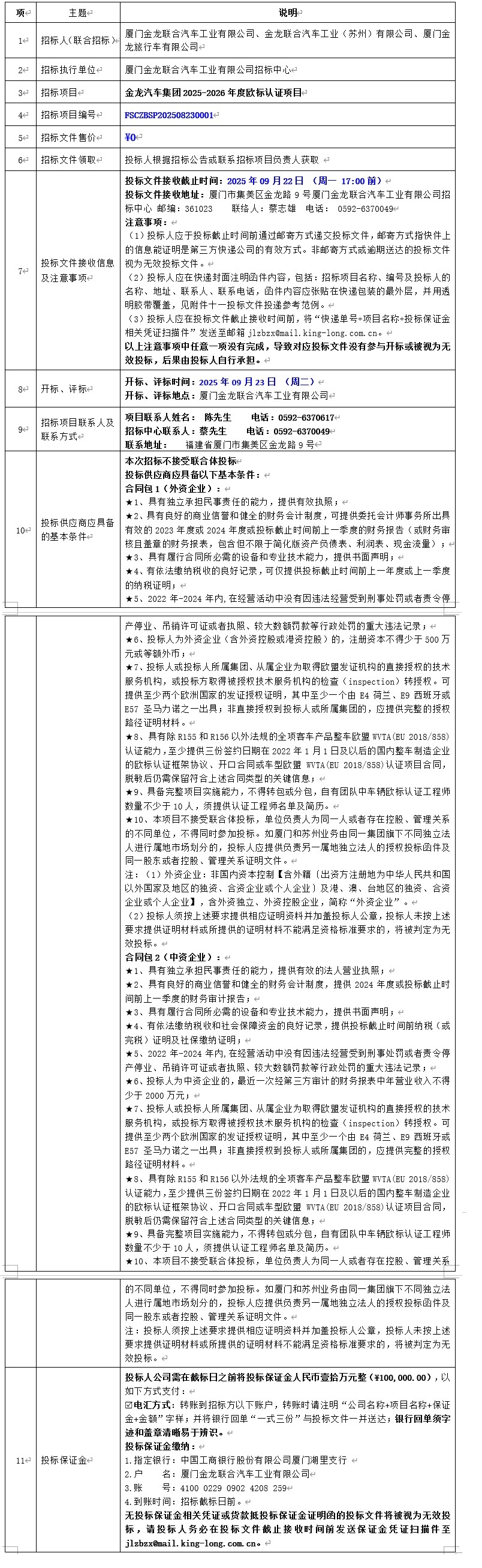 招标布告颁布-尊龙凯时汽车集团2025-2026年度欧标认证项目