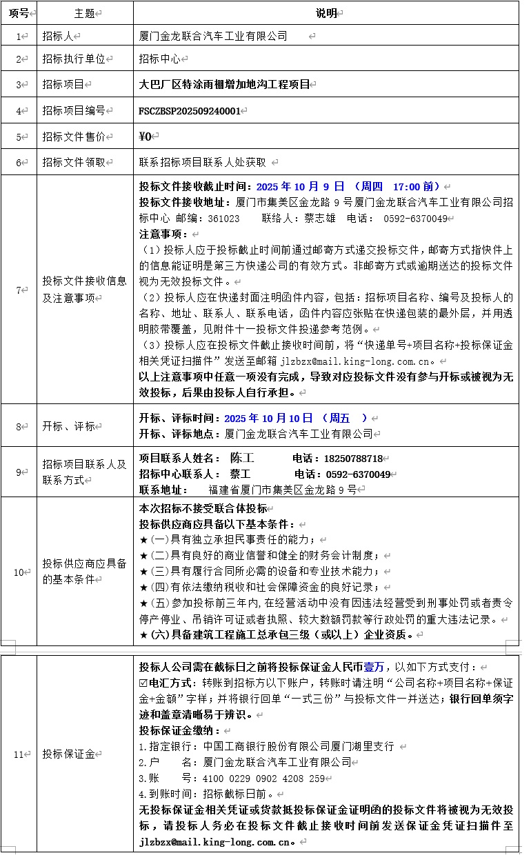 招标布告-大巴厂区特涂雨棚增长地沟工程-2025.09.25